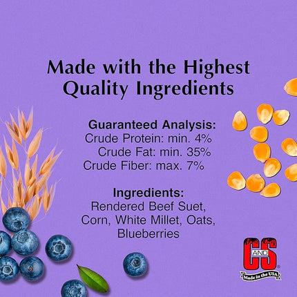 C&S Berry Suet Treat, Wild Bird Food for Robins, Blue Jays, Bluebirds, Tanagers, Thrushes and More, 8 Pack