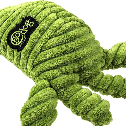 goDog PlayClean Germs Squeaky Plush Dog Toy with Odor-Eliminating Essential Oils, Chew Guard Technology - Green, Large