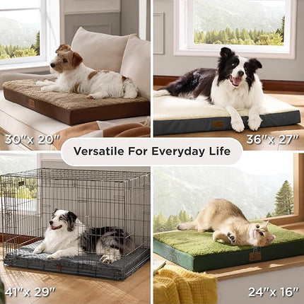 Bedsure XL Dog Bed for Crate - Large Orthopedic Waterproof Pet Beds with Removable Washable Cover, Egg Crate Foam Crate Mat, Suitable for Pet Up to 90 lbs