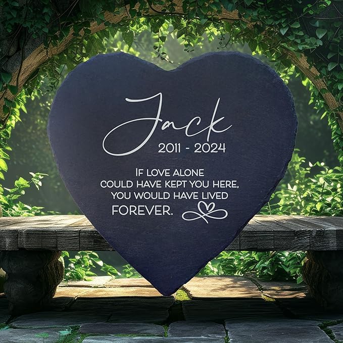 Dog Memorial Gifts for Loss of Dog, Cemetery Decorations for Grave, Pet Loss Sympathy Gift, Personalized Remembrance Garden Stone, Cat Lovers Heaven Grave Markers Bereavement Headstone (A06H)