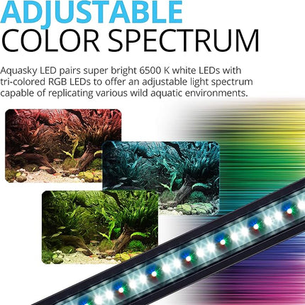 Fluval Aquasky 2.0 Bluetooth LED Aquarium Light – 35W, 48–60" | RGB + 6500K White LEDs | App-Controlled 24-Hour Cycle & Weather Effects | IP67 Waterproof | 120 Wide Coverage