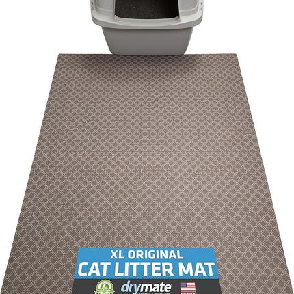 Drymate XL Original Cat Litter Mat, Contains Mess from Box, Protects Floors, Urine-Proof, Machine Washable, Soft on Kitty Paws, Absorbent, Waterproof (USA Made, Recycled Content) (29”x36”)(Taupe)