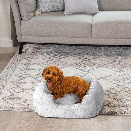 Best Friends by Sheri Lux Lounge Bed Calming Faux Fur Dog Bed, Gray, Small, 20" x 15"