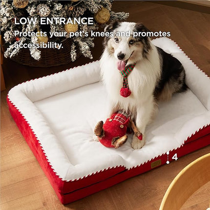 Bedsure XL Orthopedic Dog Bed for Extra Large Dogs - Washable XLarge Dog Cat Bed Waterproof, Comfort Dogs Couch Sofa with Washable Removable Cover, Pet Bed with Nonskid Bottom, Red, 42"