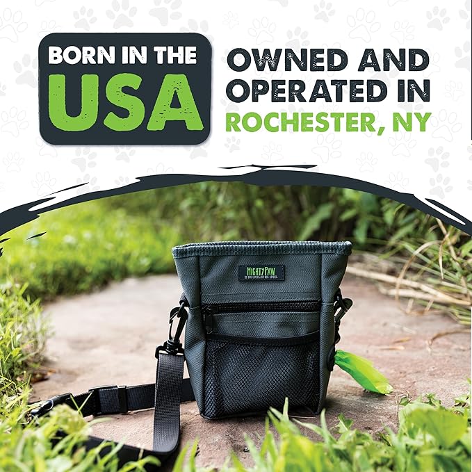 Mighty Paw Dog Treat Pouch | No Spill Magenetic Clasp - Hands-Free Pouches for Training - Pets Training Treat Pouches for Dog Walks - Pet Bags Pouch - Built in Poop Bag Holder