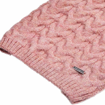 Blueberry Pet Classic Fuzzy Textured Knit Pullover Turtle-Neck Dog Sweater in Rainbow Pink, Back Length 10", Pack of 1 Clothes for Dogs