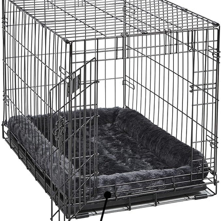 New World Dog Bed – Gray Faux Fur Bolster, Ultra-Soft and Machine Washable, Fits 24-Inch Crates and Carriers, for Small Dogs and Cats