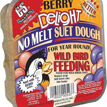 C&S Berry Delight No Melt Suet Dough 11.75 Ounces, 12 Pack
