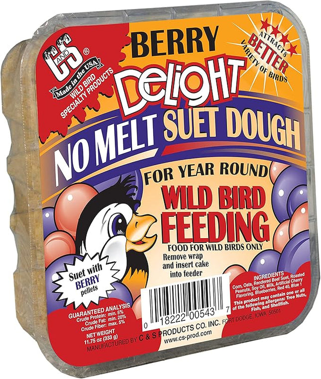 C&S Berry Delight No Melt Suet Dough 11.75 Ounces, 12 Pack
