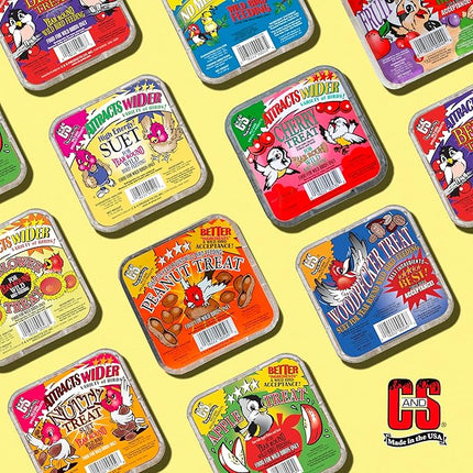 C&S High Energy Suet Treat, Wild Bird Food for Woodpeckers, Nuthatches, Chickadees and Jays, 8 Pack