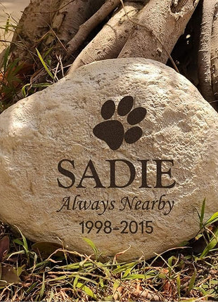 Custom Dog Memorial Stone by Waterproof Resin, Laser Engraved Dog Grave Marker, Weather Resistant