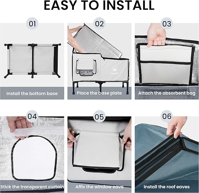 Outdoor Cat House Weatherproof, Clawsable Cat Houses with Insulation Layer, Foldable Cats Shelter, Large Cave Bed for Pets Up to 55lbs for Garden, Patio, or Backyard (Grey-L)