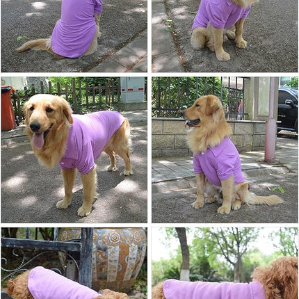 lovelonglong Basic Dog Polo Shirts Premium Cotton, Polo T-Shirts for Large Medium Small Dogs with a Two-Button Collar Blank Color Violet M