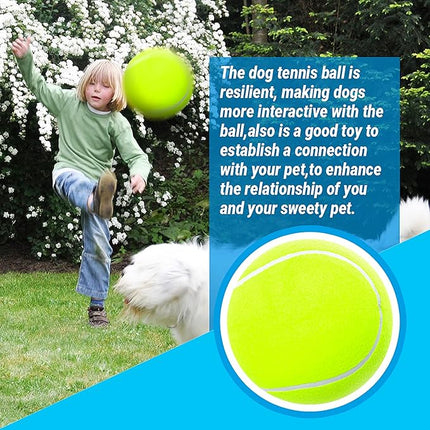 9.5" Large Dog Tennis Balls, 2 Pack Interactive Pet Toys for Playing Training Outdoor Indoor, Oversize Rubber Inflatable Dog Ball with Pump & Needle for Small Medium Large Dogs