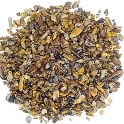 Cherry Tree Collection 1/2 Pound Polished Tumbled Gemstone Chips, Pebbles, Crystal Chips Bulk for Jewelry Making, Healing, Plants, Succulents, Aquariums, Decoration, Chakra (Tiger's Eye)