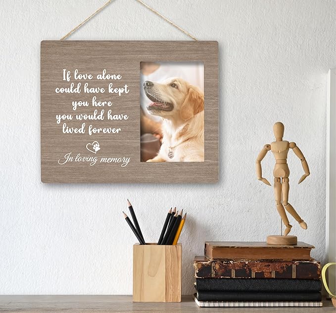 SRADMO Dog Memorial Picture Frame,Dog Frames For Pictures Memorial, Pet Dog Cat Memorial Photo Picture Frame 10×8,Dog Picture Frames For Dogs That Passed,Passed Away Dog Memorial Gifts (Wooden)
