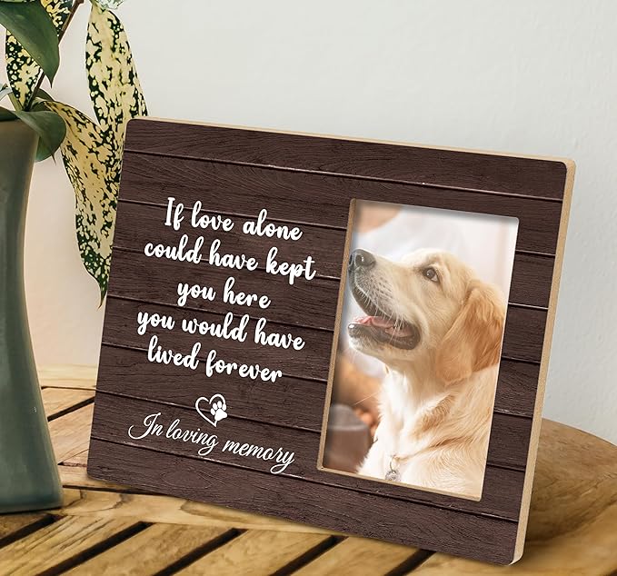 SRADMO Dog Memorial Picture Frame,Dog Frames For Pictures Memorial, Pet Dog Cat Memorial Photo Picture Frame 10×8,Dog Picture Frames For Dogs That Passed,Passed Away Dog Memorial Gifts (Brown)