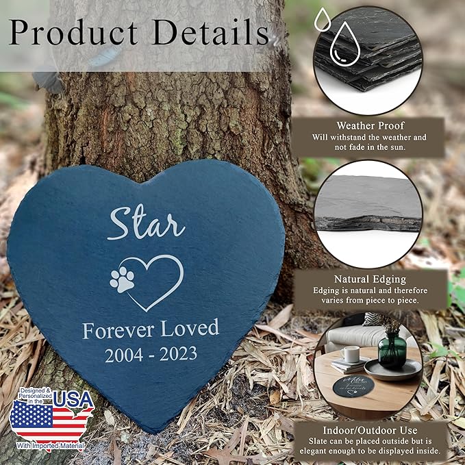 Dog Memorial Gifts for Loss of Dog, Cemetery Decorations for Grave, Pet Loss Sympathy Gift, Personalized Remembrance Garden Stone, Cat Lovers Heaven Grave Markers Bereavement Headstone (A04H)