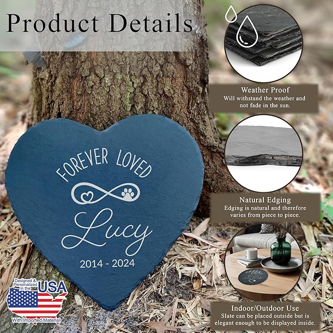 Dog Memorial Gifts for Loss of Dog, Cemetery Decorations for Grave, Pet Loss Sympathy Gift, Personalized Remembrance Garden Stone, Cat Lovers Heaven Grave Markers Bereavement Headstone (A13H)