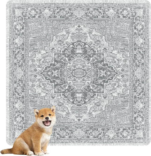 nunubaby Washable Pee Pads for Dogs, Stylish, Non-Slip and Leak-Proof Pee Pads. Reusable Potty Pads for Dogs for Crates and Floors.(Gray/Geo, 36" x36" )