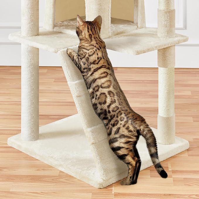 Yaheetech XL Cat Tree, 80in Multi-Level Tower w/Scratching Posts, Double Condo, Perched Platforms & Dangling Balls, Cat Stand House for Kittens