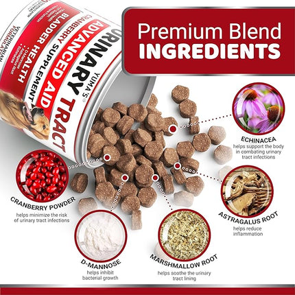 Dog UTI Treatment - 170 Treats - Cranberry Supplement for Dogs - Bladder Control - Urinary Tract Treatment - UTI Multivitamin - Vitamins and Supplements - Made in USA