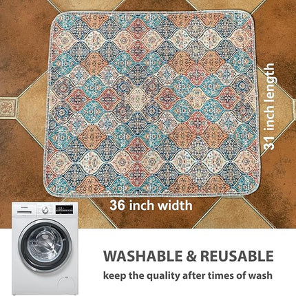 nunubaby Washable Pee Pads for Dogs, Stylish, Non-Slip and Leak-Proof Pee Pads. Reusable Potty Pads for Dogs for Crates and Floors.(Cream/Multi, 31" x36" )