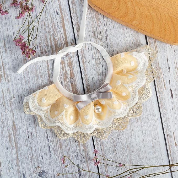 2PCS Dog Cat Collar Pearl Pet Bib Cute Scarfs Necklace Neck Strap for Pet Costume Supplies