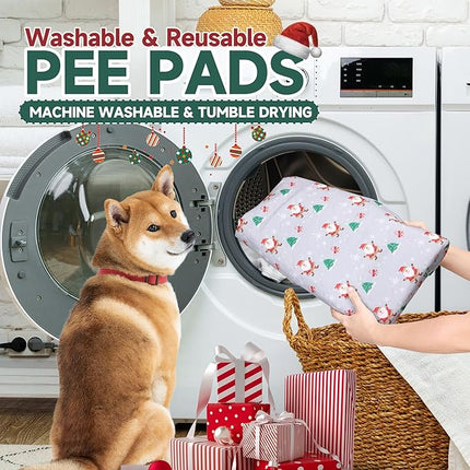 Aitmexcn Christmas Washable Pee Pad for Dogs, 2PCS 36*48in Xmas Super Absorbent Reusable Puppy Pads Pet Training Pads, Waterproof mats for Playpen, Crate, Whelping Box, Potty Training