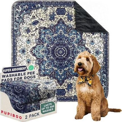 PUPIBOO Washable Pee Pads for Dogs and Cats - Super Absorbent Reusable Puppy Training Pads - 100% Waterproof, Leak-Proof & Non-Slip Whelping Pads for Pet Housebreaking