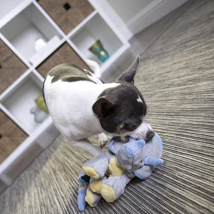 goDog Dinos Frills Squeaky Plush Dog Toy, Chew Guard Technology - Gray, Small