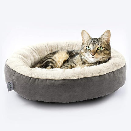 Love's cabin Round Donut Cat and Dog Cushion Bed, 20in Bed for Cats or Small Dogs, Anti-Slip & Water-Resistant Bottom, Super Soft Durable Fabric Pet Beds, Washable Luxury Cat & Dog Bed Gray