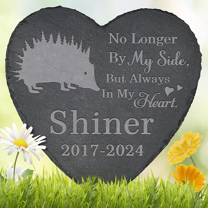 Pet Memorial Stone Hedgehog - Hedgehog Headstone - Hedgehog Memorial Stone - Hedgehog Memorial Gifts - Loss of a Hedgehog - Hedgehog Loss Gifts (Heart-Shaped)