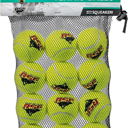 Franklin Pet Supply Co. RSF Squeak Tennis Balls - Dog Toy Squeaks When Squeezed - 12 Pack - for Small, Medium, Large Dogs - Squeaker Noise