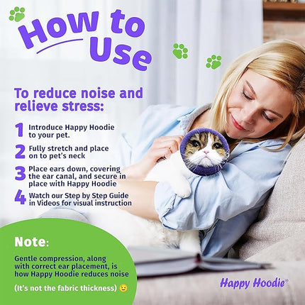 Happy Hoodie The Original Dog & Cat Calming Band - American Brand - Anxiety Relief/Noise Protection-Grooming-Thunder-Fireworks (Large, Pink) - Since 2008