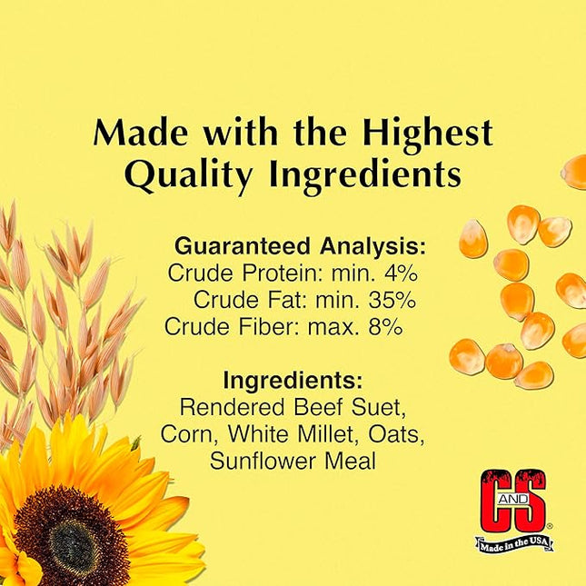 C&S High Energy Suet Treat, Wild Bird Food for Woodpeckers, Nuthatches, Chickadees and Jays, 8 Pack