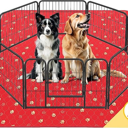Fostanfly Washable Pee Pads for Dogs, 2 Pack Reusable Super Absorbent Non-Slip & Leak-Proof 63"x63" for Whelping, Extra Large Potty Training for Puppy, Christmas & New Year's Essential for Dogs, Red