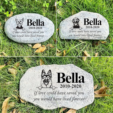 Zatanmulo Personalized Pet Memorial Stone, Garden Memorial Stone Personalized, Dog Headstone, Dog Tombstone, Memorial Plaque Outdoor, Garden Stepping Stone (Dog Portrait)