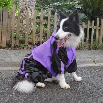 Lovelonglong Dog Hooded Raincoat, Small Dog Rain Jacket Poncho Waterproof Clothes with Hood Breathable 4 Feet Four Legs Rain Coats for Small Pet Dogs Purple S