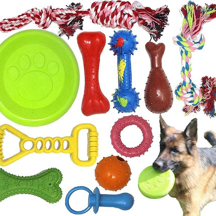 Jalousie Chew Toy Natural Rubber chew Toy for Interactive Play Toy Ball Rope Rubber Value Set for Small to Medium Breed Dog mutt Puppy