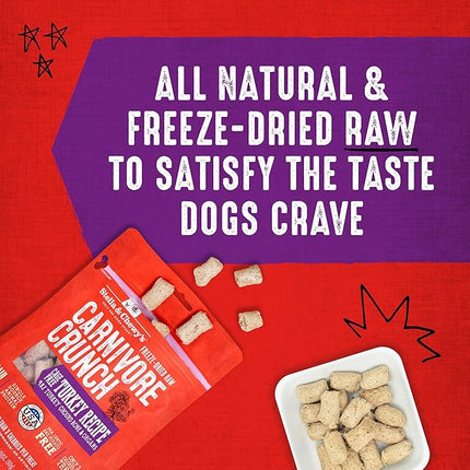 Stella & Chewy's Freeze-Dried Raw Dog Treats - Carnivore Crunch for Training - Natural Limited Ingredient, Grain-Free - Perfect for Picky Eaters - Turkey Recipe - 3.25 oz Bag