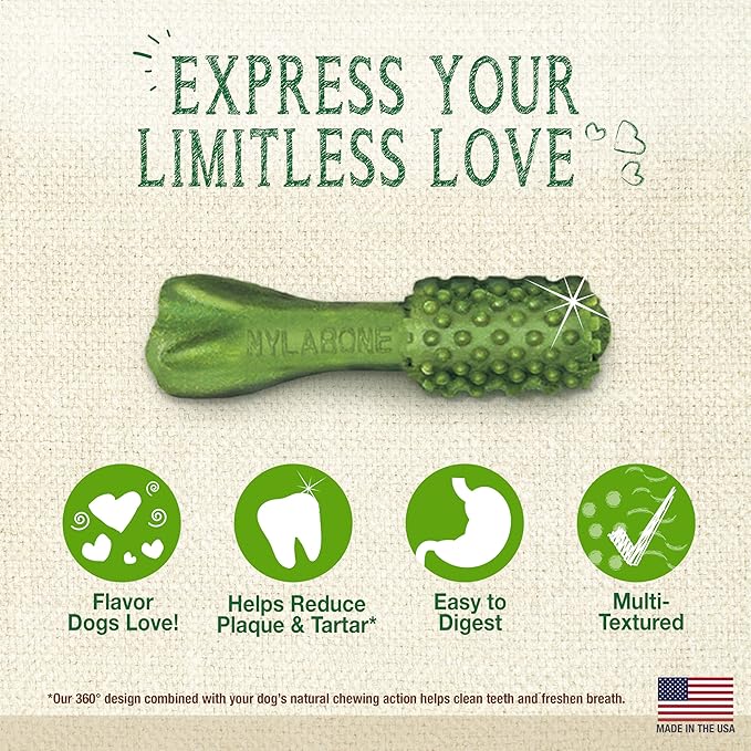 Nylabone Nutri Dent Natural Dental Chews for Dogs, Limited Ingredient Dog Treats Made in the USA, Clean Teeth & Fresh Breath, Healthy Dog Chews, Fresh Breath Flavor, For X-Small Dogs, (78 Count)