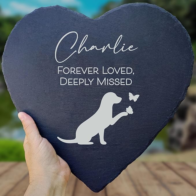 Dog Memorial Gifts for Loss of Dog, Cemetery Decorations for Grave, Pet Loss Sympathy Gift, Personalized Remembrance Garden Stone, Cat Lovers Heaven Grave Markers Bereavement Headstone (A09H)