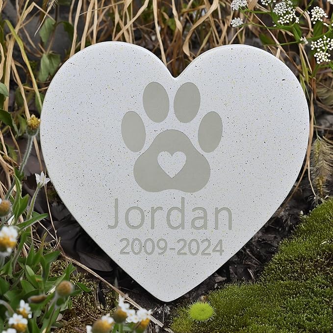 Personalized Pet Stone | Pet Memorial Stone | Dog Memorial Stone | Pet Memorial Gift | Pet Loss Gift | Pet Memorial | Dog Memorial | Cat Memorial | Loss of a Dog - Paw Print with Heart