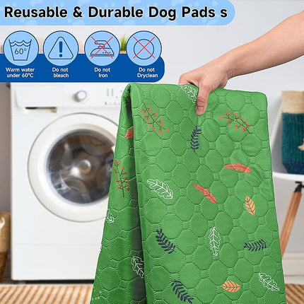Sunheir 2-Pack Extra Large Reusable Dog Mat for Floor, Dog Playpen, Non-Slip Waterproof Super Absorbent Washable Pee Pads for Dogs, Pet Whelping Pads, Potty Training - Green, 36" x 48"