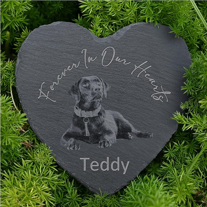 Personalized Pet Memorial Stone, Dog Memorial Gifts, Pet Loss Sympathy Gift, in Memory of Dog Cat - Forever in Our Hearts（Heart）