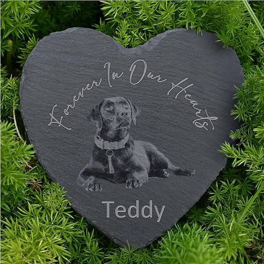 Personalized Pet Memorial Stone, Dog Memorial Gifts, Pet Loss Sympathy Gift, in Memory of Dog Cat - Forever in Our Hearts（Heart）