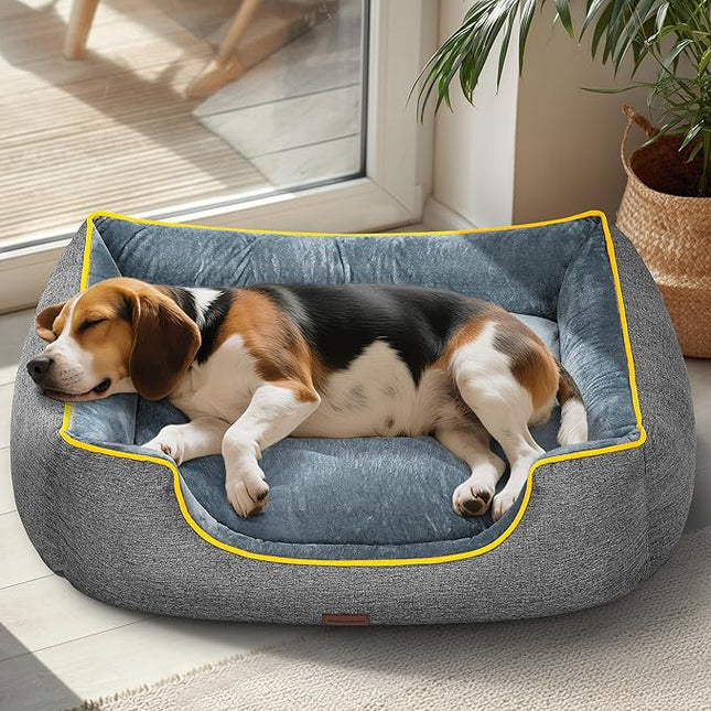 Large Orthopedic Dog Bed 36" Washable with Removable Cover, Waterproof & Non-Slip Base, Year-Round Comfort with Cooling/Warming, Dual-Layer Interior Padding for Support and Softness, Grey