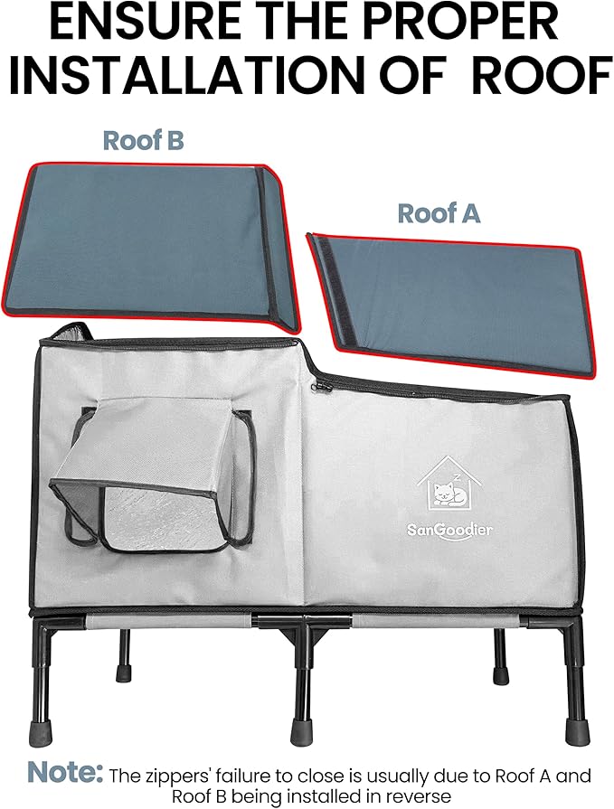 Outdoor Cat House Weatherproof, Clawsable Cat Houses with Insulation Layer, Foldable Cats Shelter, Large Cave Bed for Pets Up to 55lbs for Garden, Patio, or Backyard (Grey-L)