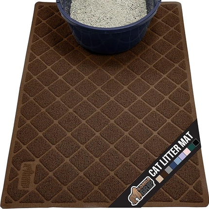GORILLA GRIP Cat Litter Box Mat, Water Resistant, US Designed Kitty Litter Trapping Mats, Easy to Clean, Scatter Control, Less Mess and Clean Floors, Kitten Supplies for Indoor Cats, 24x17 Brown